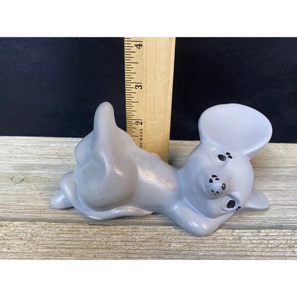 Vtg Hand Painted Ceramic Mouse Figurine Laying Lazy Seductive Gray Big Ears 6” - Picture 9 of 9